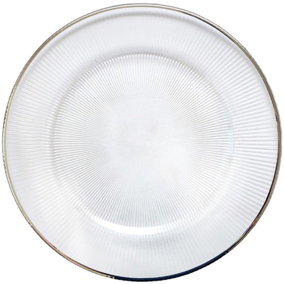 Тарелка прозрачная с серебряной каймой «Корсика», 33 см